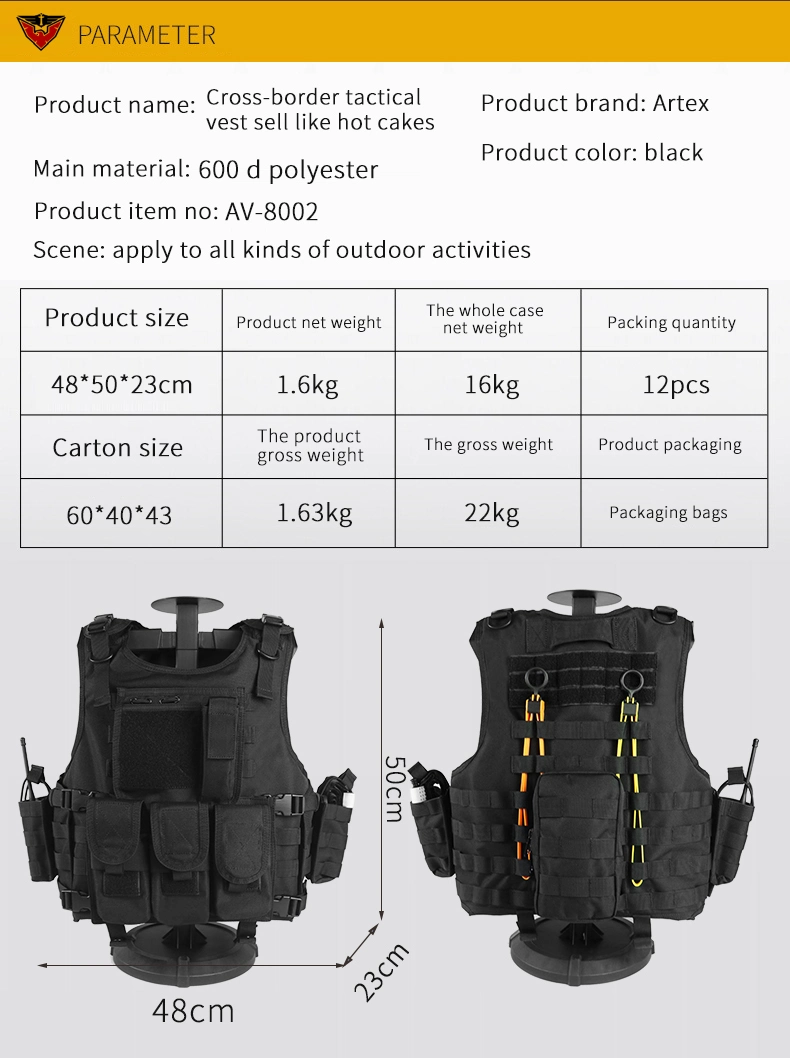 Manufacturer Specializing in The Design of Quick-Release Safety Protective Equipment for Outdoor Military Training Black Camouflage Tactical Vest